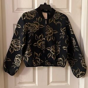 EUC • Kartika Women Bomber Jacket • Gold Black & Navy